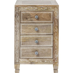 Vivid Village Art Contemporary Solid Wood Hand Painted Chest of Drawers Natural