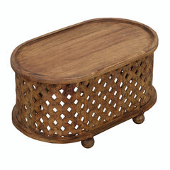 Bristol Hand Carved Solid Wood Round Coffee Table Natural B2