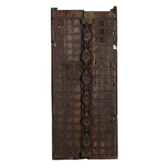 Indian Vintage Antique Hand Carved Reclaimed Wood Door Panel 108