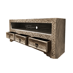 Indian Hand Carved Solid Wooden TV Unit 02