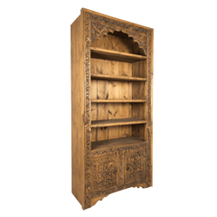 Mehrab Indian Hand Carved Solid Wood Bookshelf B4
