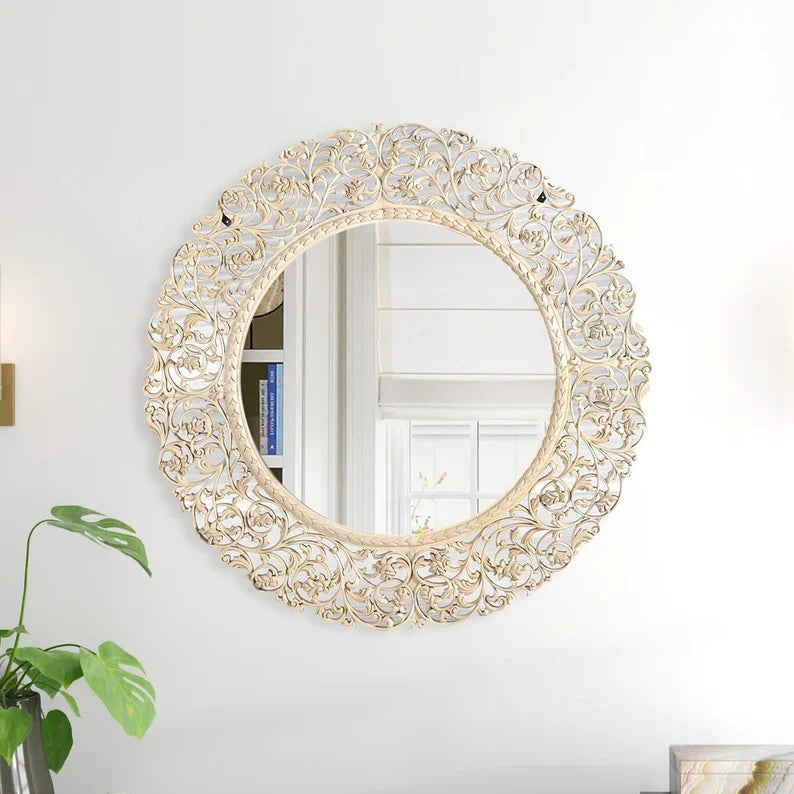 Antique Hand Carved Solid Wood Mirror Frame 100