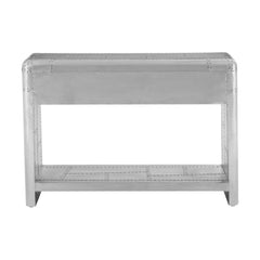 Aviator Aluminium Aviation rivet detail unusual Aviator Silver Console Table