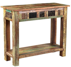 Rainbow Reclaimed Wood carved Console Hall Table