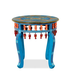 Pandora Hand Painted Multicolored Wooden Stool Side Table