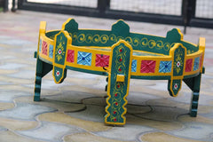 Indian Hand Painted Solid Wood Chakki Grinder Coffee Table C138