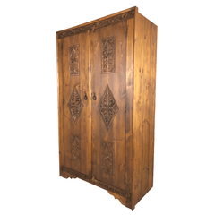 Indian Hand Carved Solid Wooden Cupboard Wardrobe D41