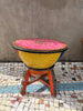 Indian Hand Painted Solid Wood Drum Coffee Table C149