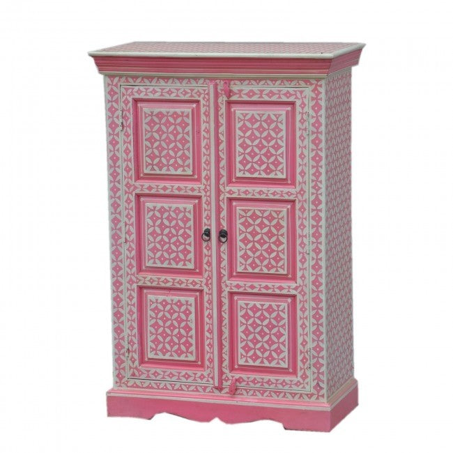 Bone Inlay Star Geometrical pattern Cabinet Pink