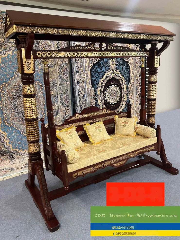 Maharaja Indian Hand Carved Painted 3 seater Swing