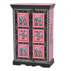 Pandora Hand Painted Cabinet Black Pink Floral