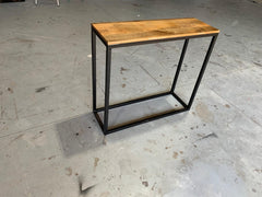 Angle Industrial Metal Wood Hall Console Table Black Natural