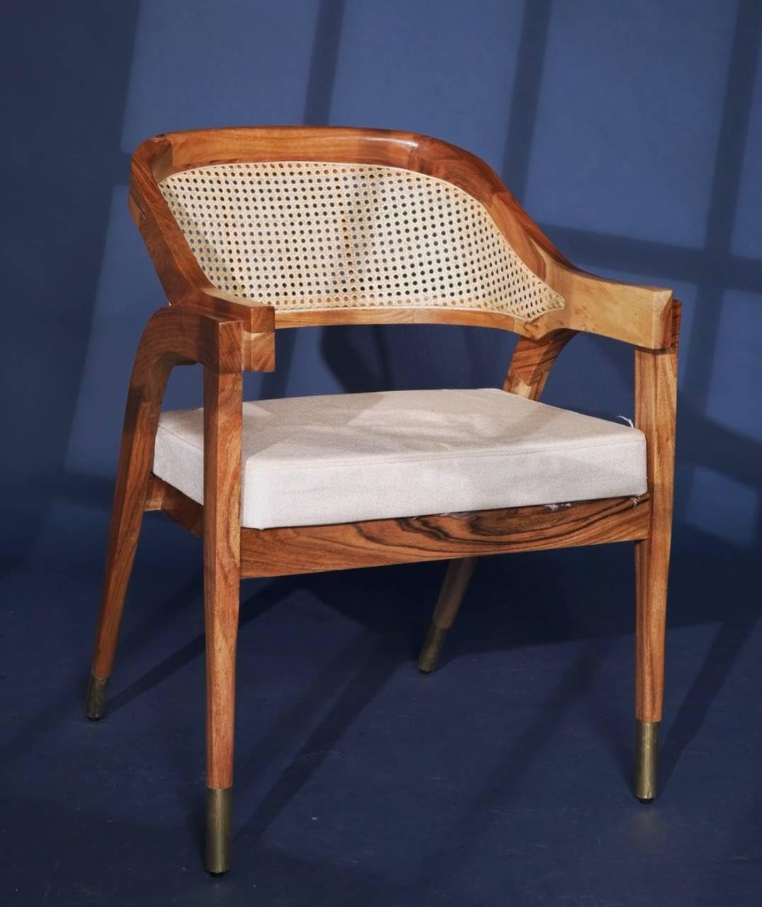 The Gileteen Wooden Rattan Arm Chair for Dining & Living Room Teak Wood