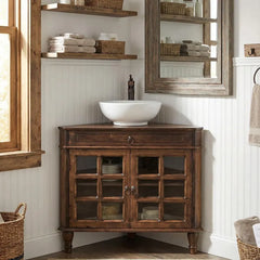 Indian Hand Carved Solid Wood Bathroom Vanity V18