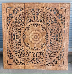 Handmade Solid Mango Wood Carved Wall Art Hanging Home Decor Wall Panel