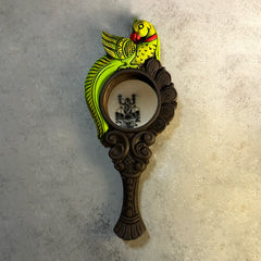 Hand Painted Solid Wooden Parrot Wall Mirror 84