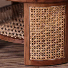 Rattan Elegance Series Mango Wood Cane Round Coffee Table 80x 80x 45Cm