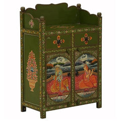 Hand-Painted Solid Wood Cabinet In Multi-Colour