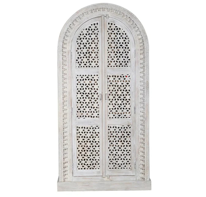 Kalah Indian Hand Carved Solid Wooden Cupboard Wardrobe D49