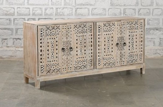 Carved Oasis Handmade Solid Mango Wood Carvings Large Sideboard