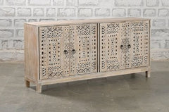 Carved Oasis Handmade Solid Mango Wood Carvings Large Sideboard