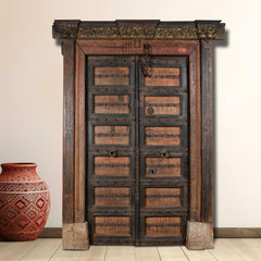 Indian Vintage Antique Hand Carved Solid Wooden Door 21
