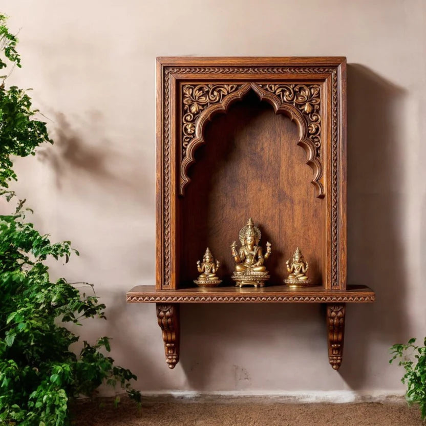 Traditional Indian Hand Carved Wall Shelf 05