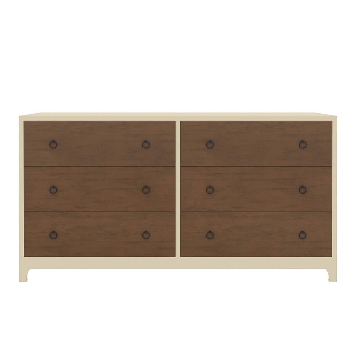 Blanc Indian Solid Wood Two Tone Bedroom Dresser With 6 Drawers