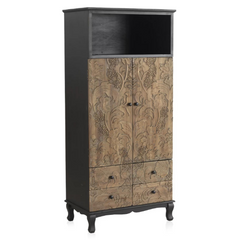 Hand Carved Solid Wooden 2 Door 4 Drawers Cupboard Wardrobe D128