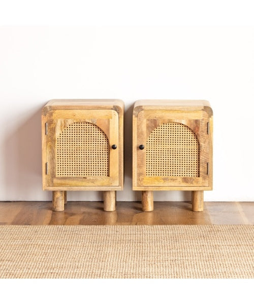 Rattan Elegance Series Solid Mango Wood Bedside Table
