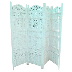 Dynasty Carved Wooden Partition Screen White