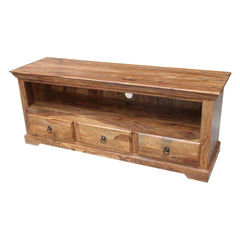 Indian Solid Wood TV Unit With 3 Drawers Natural 150 x 45 x 60 Cm