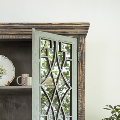 Rustica Handmade Solid Mango Wood Cabinet In Rough Wood Grey Finish