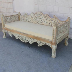 Carved Oasis Hand Carved Floral Carvings Wooden Sofa Daybed