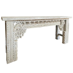 Heritage Heirlooms Solid Wooden Oriental Style Wooden Carved Console Table