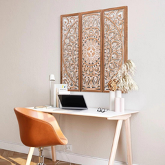 Heritage Heirlooms Solid Mango Wood Decorative Hand Carved Square Wall Panel