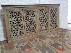 Jali Hand Carved Indian Solid Wood Buffet Cabinet Sideboard