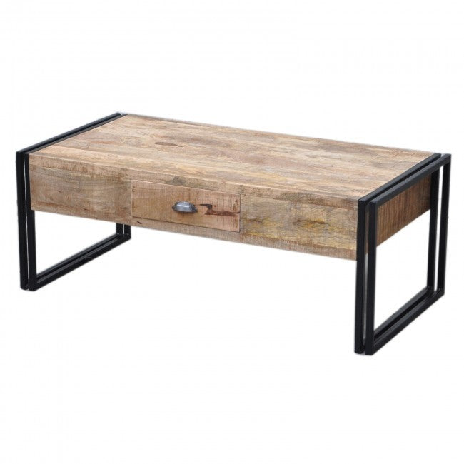 Barn Industrial Coffee Table 2 Drawers Natural