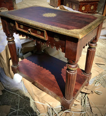 Antique Indian Solid Wood With Brass Work Rajasthan Console Table