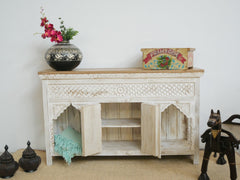 Kalah Hand Carved Solid Wooden Sideboard Buffet White 150x90x40cm KLA0161  -  