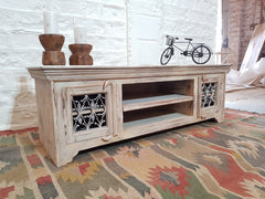 Solid Wood Tv Unit Cabinet Natural 150 cm