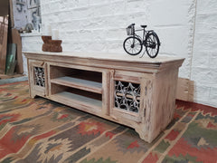 Solid Wood Tv Unit Cabinet Natural 150 cm