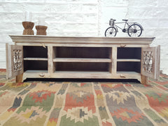 Solid Wood Tv Unit Cabinet Natural 150 cm