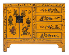 Antique Hand Painted Sideboard Yellow