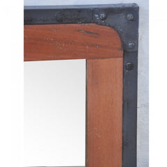 Angle Industrial Wall Bathroom Mirror Frame Natural 90cm