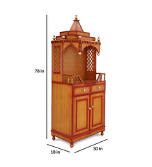 Large Sized Handmade Solid Wood Home Temple In Brown