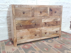 Handmade Indian Furniture Mango Wood Chest of Drawers Natural Finish