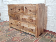 Handmade Indian Furniture Mango Wood Chest of Drawers Natural Finish