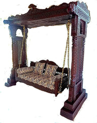 Indian Furniture Hand Carved Indian Elephant Swing in Dark Brown