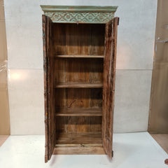 Reclaimed Handcrafted Indian Furniture Carved Solid Hard Wood Cabinet Almirah 90x40x180Cm